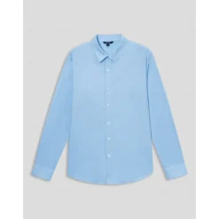 Hot OUKU Men's Shirt Linen Shirt Long Sleeve Solid Color Fold-over Collar Spring & Summer Street Daily Clothing Apparel Blue
