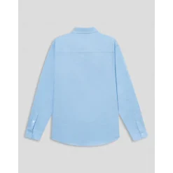 Hot OUKU Men's Shirt Linen Shirt Long Sleeve Solid Color Fold-over Collar Spring & Summer Street Daily Clothing Apparel Blue