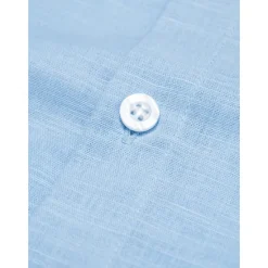 Hot OUKU Men's Shirt Linen Shirt Long Sleeve Solid Color Fold-over Collar Spring & Summer Street Daily Clothing Apparel Blue