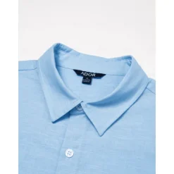 Hot OUKU Men's Shirt Linen Shirt Long Sleeve Solid Color Fold-over Collar Spring & Summer Street Daily Clothing Apparel Blue