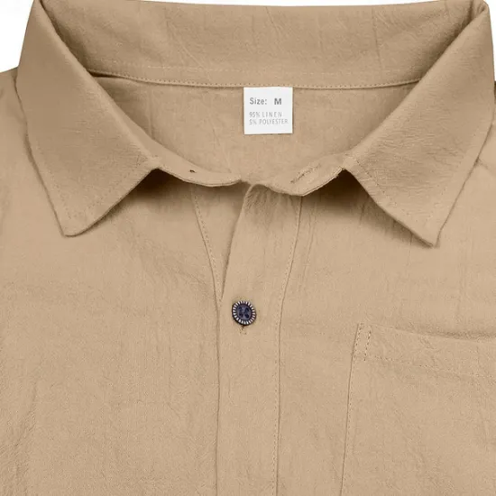 Outlet OUKU Men's Shirt Linen Shirt Casual Shirt Button Up Shirt Cotton Shirt Plain Vacation Street Black White Yellow Navy Blue Sleeveless Turndown Summer Clothing Apparel Buttons