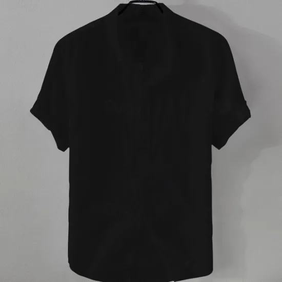 New OUKU Men's Shirt Linen Shirt Casual Shirt Cotton Shirt Plain Vacation Street Black White Pink Blue Short Sleeve Turndown Summer Clothing Apparel Button-Down