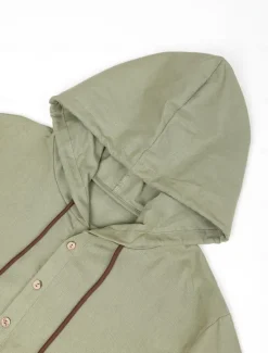 Hot OUKU Men's Shirt Linen Shirt Calico Shirt Hooded Shirt Stripes Casual Daily White Blue Brown Green Long Sleeve Hooded Spring & Summer Clothing Apparel
