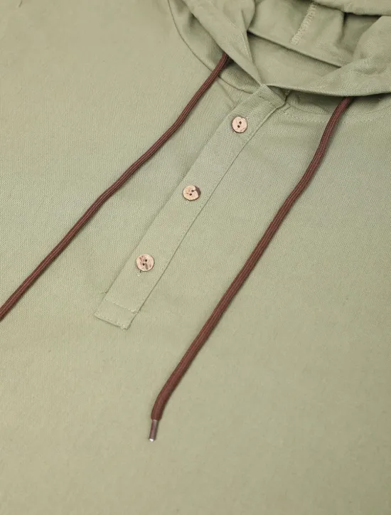 Online OUKU Men's Shirt Linen Shirt Calico Shirt Summer Shirt Beach Wear Plain Vacation Curise White Blue Brown Green Long Sleeve Hooded Spring & Summer Clothing Apparel