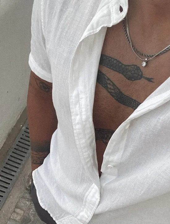 Outlet OUKU Men's Shirt Linen Shirt Chinese Collar Shirt Mandarin Collar Shirt Summer Shirt Beach Shirt Plain Vacation Casual Short Sleeve Grandad Collar Summer Clothing Apparel White