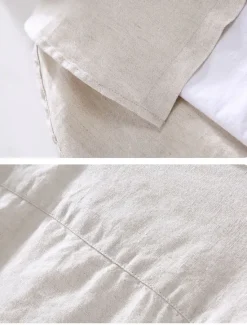 Sale OUKU Men's Shirt Linen Shirt Classic Casual Beach Shirt Standard Fit Long Sleeve Lapel Solid Color Cotton Linen White Beige Grey