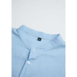 Outlet OUKU Men's Shirt Linen Shirt Popover Shirt Summer Shirt Beach Wear Casual Shirt Plain Casual Daily Black White Pink Navy Blue Long Sleeve Henley Spring & Summer Clothing Apparel