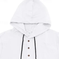 Clearance OUKU Men's Shirt Linen Shirt Popover Shirt Casual Shirt Cotton Shirt Plain Vacation Street Black White Yellow Navy Blue Short Sleeve Hooded Summer Clothing Apparel Button-Down