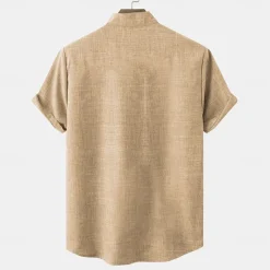 Discount OUKU Men's Shirt Linen Shirt Retro Shirts Vintage Shirt Ethnic Shirt Southwestern Print Daily Green khaki Gray Short Sleeve Turndown Summer Spring Clothing Apparel