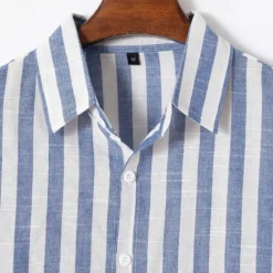 Outlet OUKU Men's Shirt Linen Shirt Summer Shirt Casual Shirt Beach Shirt Button Up Shirt Striped Vacation Holiday Black Yellow Pink Red Long Sleeve Turndown Spring & Fall Clothing Apparel Button-Down