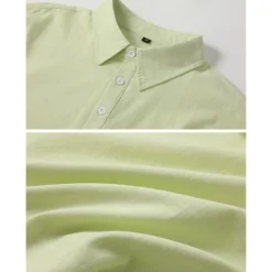 Best OUKU Men's Shirt Linen Shirt Summer Shirt Beach Wear Button Up Shirt Plain Vacation Casual Black White Blue Green Long Sleeve Lapel Spring & Summer Clothing Apparel