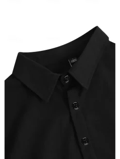 Clearance OUKU Men's Shirt Linen Shirt Summer Shirt Beach Wear Casual Shirt Button Up Shirt Plain Vacation Casual Black White Pink Blue Long Sleeve Lapel Spring & Summer Clothing Apparel