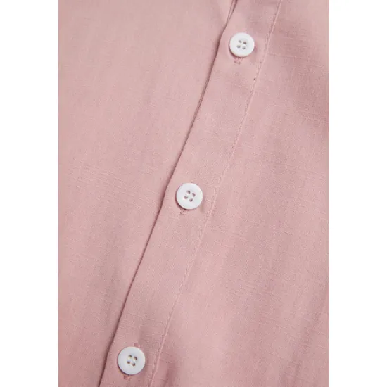 Online OUKU Men's Shirt Linen Shirt Summer Shirt Beach Wear Button Up Shirt Solid Color Outdoor Vacation Black White Pink Blue Long Sleeve Turndown Spring & Summer Clothing Apparel Button-Down