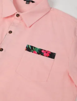 Online OUKU Men's Shirt Linen Shirt Summer Shirt Beach Wear Button Up Shirt Floral Vacation Curise Black White Pink Blue Long Sleeve Lapel Spring & Fall Clothing Apparel Splice