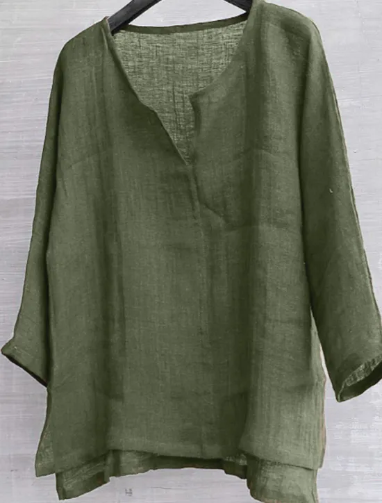 Sale OUKU Men's Shirt Linen Shirt Summer Shirt Beach Wear Solid Color Street Hawaiian ArmyGreen Black White Orange Long Sleeve Collar Clothing Apparel