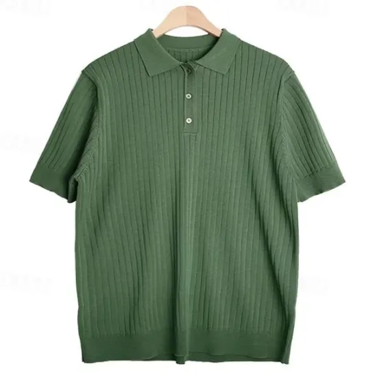 Hot OUKU Men's Shirt Polo Shirt Outdoor Business Polo Collar Classic Short Sleeve Streetwear Stylish Plain Modern Style Summer Slim Fit Deep Green Matt black Brown Shirt