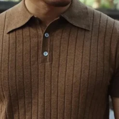 Hot OUKU Men's Shirt Polo Shirt Outdoor Business Polo Collar Classic Short Sleeve Streetwear Stylish Plain Modern Style Summer Slim Fit Deep Green Matt black Brown Shirt