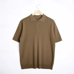 Hot OUKU Men's Shirt Polo Shirt Outdoor Business Polo Collar Classic Short Sleeve Streetwear Stylish Plain Modern Style Summer Slim Fit Deep Green Matt black Brown Shirt