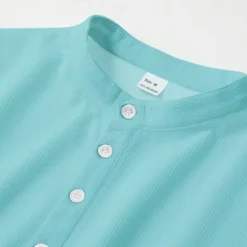 Best OUKU Men's Shirt Popover Shirt Summer Shirt Casual Shirt Beach Shirt Waffle Knit Shirt Black White Blue Sky Blue Army Green Long Sleeve Plain Stand Collar Vacation Hawaiian Buttons Clothing Apparel