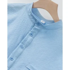 OUKU Men's Shirt Popover Shirt Summer Shirt Casual Shirt Button Up Shirt Black White Blue Green khaki Short Sleeve Classic Solid / Plain Color Band Collar Henley Vacation Hawaiian Buckle Clothing Apparel