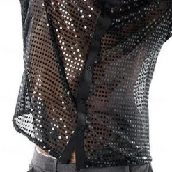 Discount OUKU Men's Shirt Prom Shirt Disco Shirt Silver Black Gold Long Sleeve Sequin Collar Performance Party Evening Wear Sequins Clothing Apparel Fashion Casual