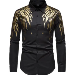 Online OUKU Men's Shirt Prom Shirt Graphic Daily Black White All Seasons Clothing Apparel Print