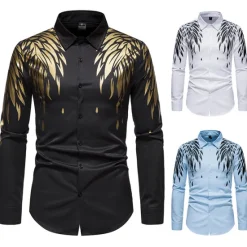 Online OUKU Men's Shirt Prom Shirt Graphic Daily Black White All Seasons Clothing Apparel Print