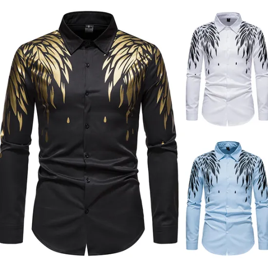 Online OUKU Men's Shirt Prom Shirt Graphic Daily Black White All Seasons Clothing Apparel Print