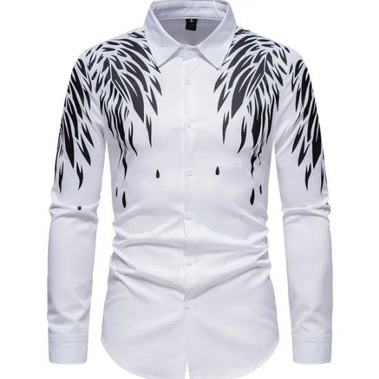 Online OUKU Men's Shirt Prom Shirt Graphic Daily Black White All Seasons Clothing Apparel Print