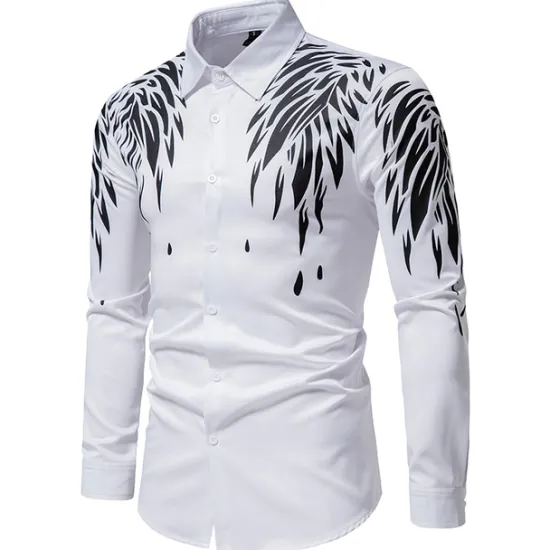 Online OUKU Men's Shirt Prom Shirt Graphic Daily Black White All Seasons Clothing Apparel Print