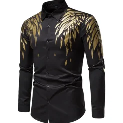 Online OUKU Men's Shirt Prom Shirt Graphic Daily Black White All Seasons Clothing Apparel Print