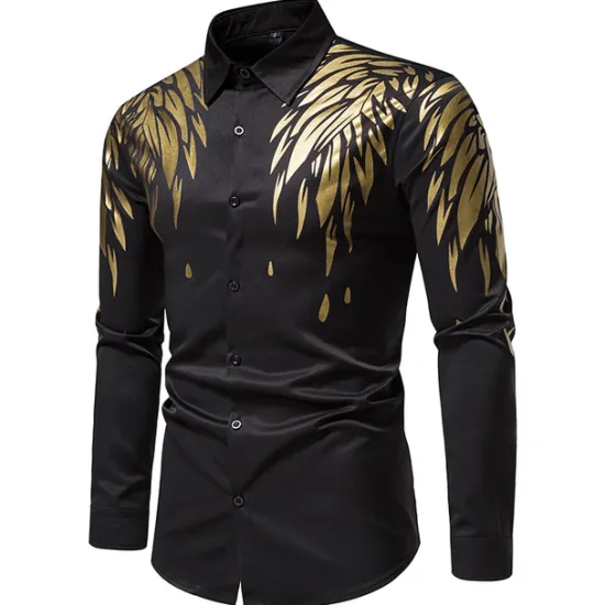 Online OUKU Men's Shirt Prom Shirt Graphic Daily Black White All Seasons Clothing Apparel Print