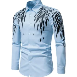 Online OUKU Men's Shirt Prom Shirt Graphic Daily Black White All Seasons Clothing Apparel Print