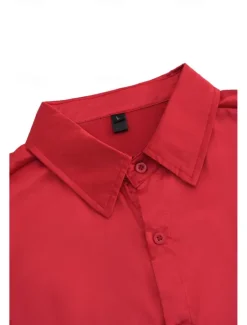 Hot OUKU Men's Shirt Satin Shirt Casual Shirt Button Up Shirt Black Yellow Blue Red Light Grey Long Sleeve Plain Lapel Vacation Daily Clothing Apparel Fashion Casual Comfortable