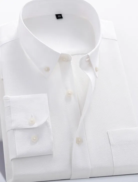 Online OUKU Men's Shirt Shirt Jacket Plain Outdoor Daily Wear Light Blue Black White Pink Long Sleeve Lapel Fall / Winter Clothing Apparel Front Pocket