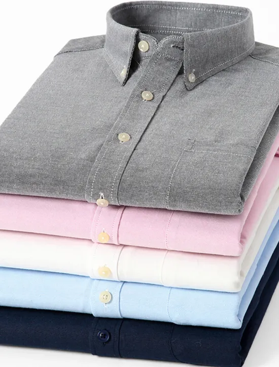 Online OUKU Men's Shirt Shirt Jacket Plain Outdoor Daily Wear Light Blue Black White Pink Long Sleeve Lapel Fall / Winter Clothing Apparel Front Pocket