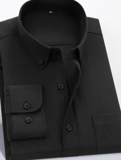 Online OUKU Men's Shirt Shirt Jacket Plain Outdoor Daily Wear Light Blue Black White Pink Long Sleeve Lapel Fall / Winter Clothing Apparel Front Pocket