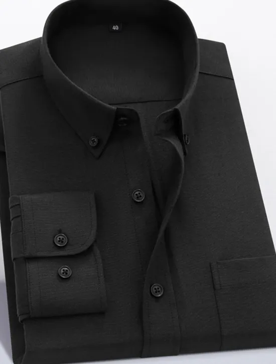 Online OUKU Men's Shirt Shirt Jacket Plain Outdoor Daily Wear Light Blue Black White Pink Long Sleeve Lapel Fall / Winter Clothing Apparel Front Pocket