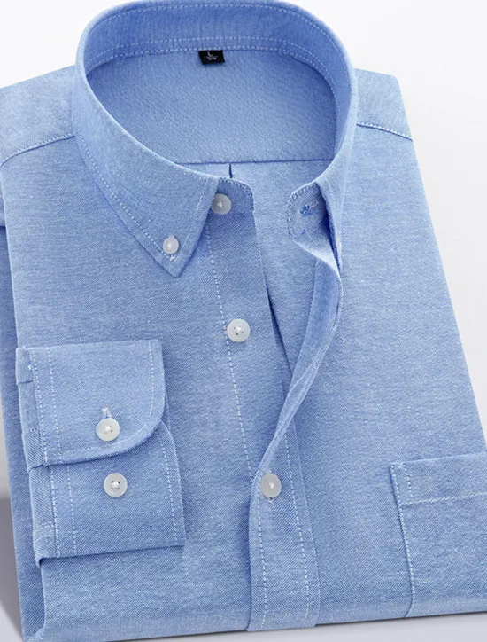 Online OUKU Men's Shirt Shirt Jacket Plain Outdoor Daily Wear Light Blue Black White Pink Long Sleeve Lapel Fall / Winter Clothing Apparel Front Pocket