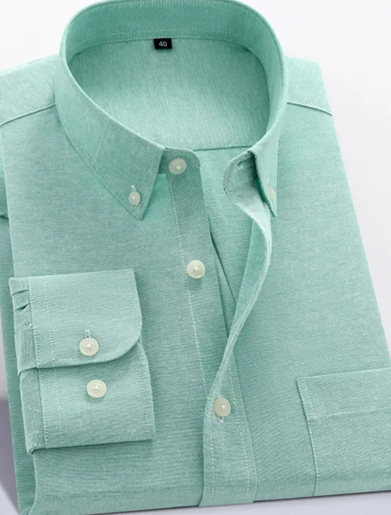 Online OUKU Men's Shirt Shirt Jacket Plain Outdoor Daily Wear Light Blue Black White Pink Long Sleeve Lapel Fall / Winter Clothing Apparel Front Pocket
