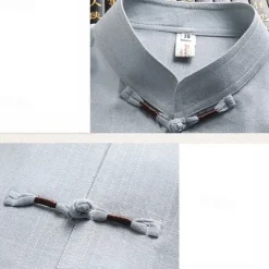 Outlet OUKU Men's Shirt Shirt Set Summer Shirt Casual Shirt Beach Shirt Button Up Shirt White Navy Blue Green Light Grey Dark Gray Short Sleeve Plain Stand Collar Vacation Hawaiian 2 Piece Clothing Apparel