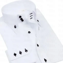Online OUKU Men's Shirt Spearpoint Collar Shirt Dress Shirt Button Down Shirt Plain Wedding Party Black White Red Navy Blue Long Sleeve Lapel Spring & Fall Clothing Apparel Button-Down