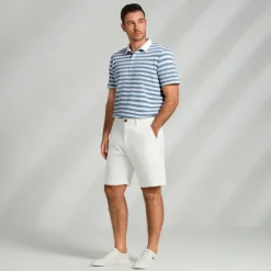 Hot OUKU Men's Shirt Striped Horizontal Stripes Casual Cable Knit Polo Short Sleeve Outdoor Causal Casual Summer Print Turndown Blue Micro-elastic 48% cotton, 48% polyester, 4% spandex Black