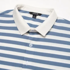 Hot OUKU Men's Shirt Striped Horizontal Stripes Casual Cable Knit Polo Short Sleeve Outdoor Causal Casual Summer Print Turndown Blue Micro-elastic 48% cotton, 48% polyester, 4% spandex Black