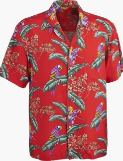OUKU Men's Shirt Summer Hawaiian Shirt Button Up Shirt Casual Shirt Camp Collar Shirt Graphic Prints Flower / Floral Turndown Black Red Street Holiday Short Sleeve Button Print Clothing Apparel Tropical