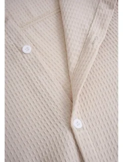 OUKU Men's Shirt Summer Shirt Button Up Shirt Casual Shirt Waffle Shirt Black White Blue khaki Long Sleeve Plain Lapel Daily Vacation Clothing Apparel Fashion Casual Comfortable