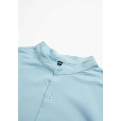 OUKU Men's Shirt Summer Shirt Beach Wear Button Up Shirt Black White Pink Red Long Sleeve Plain Band Collar Spring & Summer Casual Daily Clothing Apparel 100% Cotton