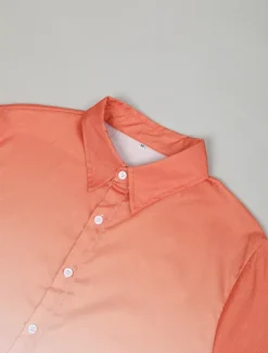 Online OUKU Men's Shirt Summer Shirt Beach Wear Casual Shirt Button Up Shirt Untucked Shirts Pink Navy Blue Blue Orange Green Short Sleeve Gradient Lapel Vacation Casual Clothing Apparel Fashion Comfortable