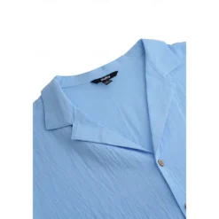 Hot OUKU Men's Shirt Summer Shirt Beach Wear Button Up Shirt Black White Pink Blue Khaki Short Sleeve Plain Lapel Vacation Casual Clothing Apparel Cotton And Linen Fashion Comfortable