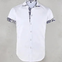 Best OUKU Men's Shirt Summer Shirt Button Up Shirt Black White Red Navy Blue Light Blue Short Sleeve Floral Color Block Turndown Street Casual Button-Down Clothing Apparel Polyester Sports Fashion Classic